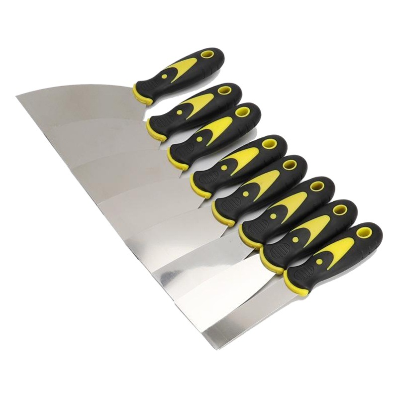 Cuchillo de masilla de acero inoxidable de dos colores pala cuchillo de masilla cuchillo de limpieza por lotes raspador de paleta fábrica al por mayor