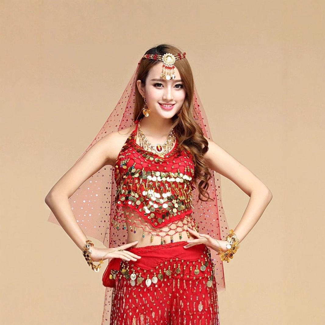 Adult Belly Dance Costumes Stage Folk Dance Xinjiang Dance Indian Dance Costumes Sequined Chili Bra Tops