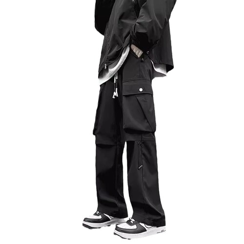 Men's Spring/Fall Trendy Streetwear Cargo Pants: Outdoor Functional Trousers with Straight Fit, Plus Sizes, Perfect for Casual Wear