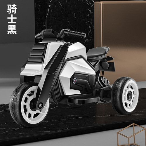 The new children's electric three-wheel motorcycle can sit on a little boy and girl's two-person charging remote control music and lighting battery car