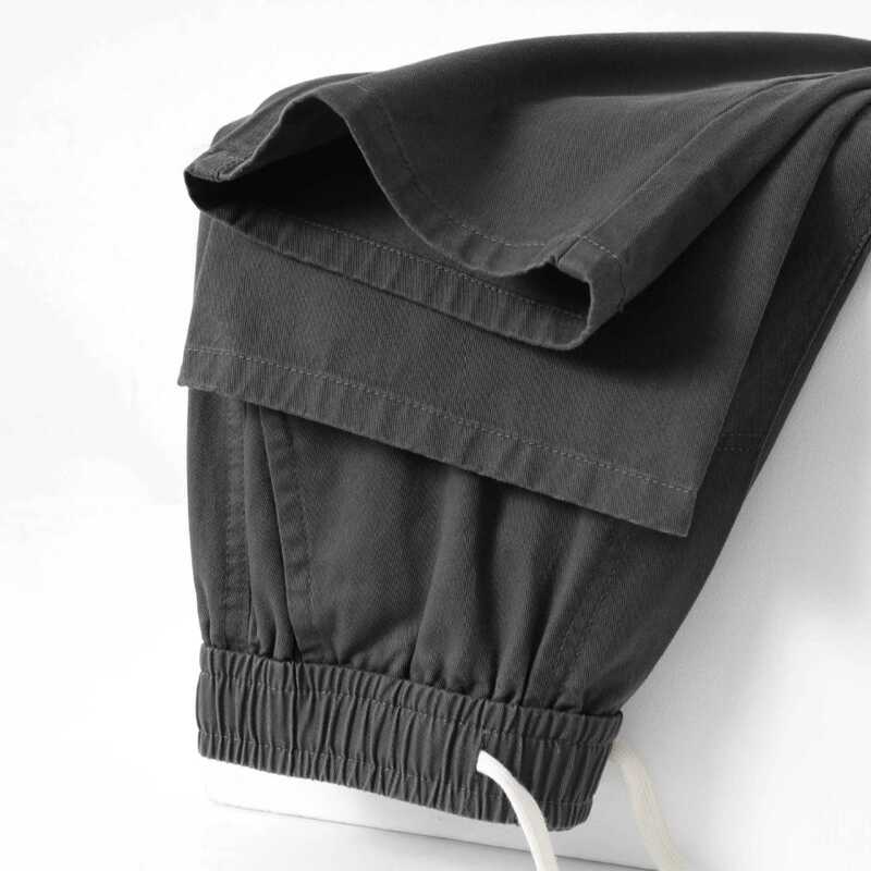 Dark Gray Loose Straight-Leg Work Pants for Men, Charcoal Gray Retro Simple Solid Color Elastic Waist Casual Pants for Women, Spring and Autumn