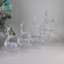 透明梅花鹿圣诞装饰水晶梅花鹿驯鹿奔跑鹿透明胚圣诞摆件挂件装饰