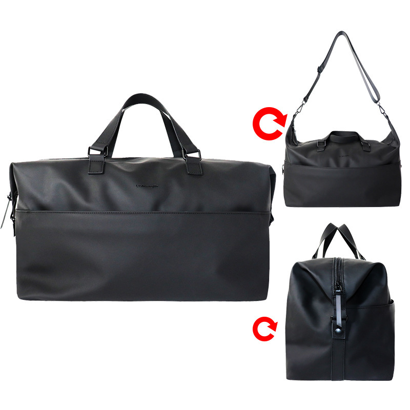 Black Pu Leather Microfiber Top Luggage Bag Customized Cowhide Expansion Expansion Cylinder Bag Customized Foldableing Travel Bag