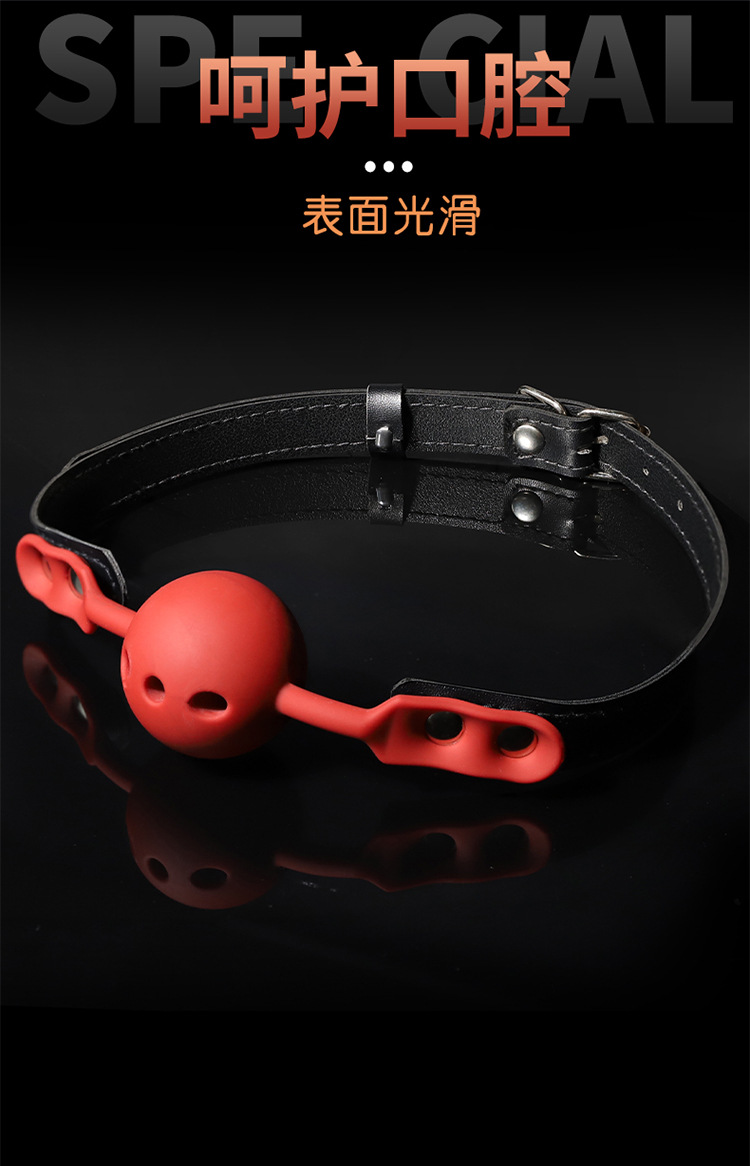 SM Mouth Ring with Leather and Metal Construction, Black Adult Bondage Accessory — detail image 23
