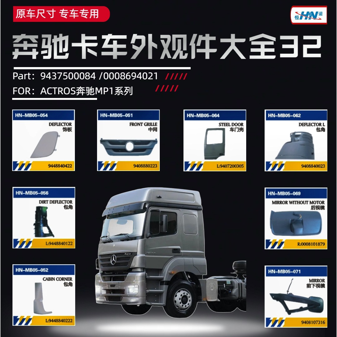 Para camiones Mercedes-Benz Axor Headlight Assembly / Fog Light / Steering Light / Light Cover Bump A-Pillar Support