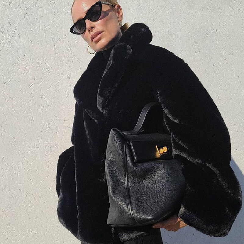 Toamnă-iarnă pentru femei, haină de iepure medie-lungă, groasă și călduroasă, moale și pufoasă, haină de blană ecologică_voghion.com