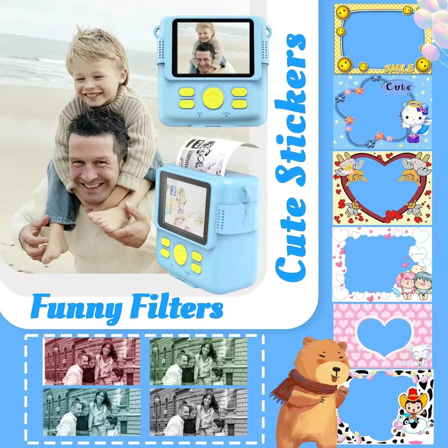 Grenzüberschreitende Thermodruckkamera, Mini-Geschenk für Kinder, Sofortbildkamera_voghion.com