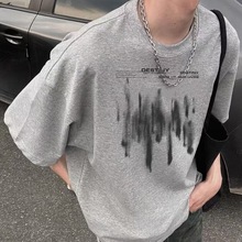 美式潮牌重磅情侣短袖t恤男生夏季潮流宽松半袖青少年休闲上衣服