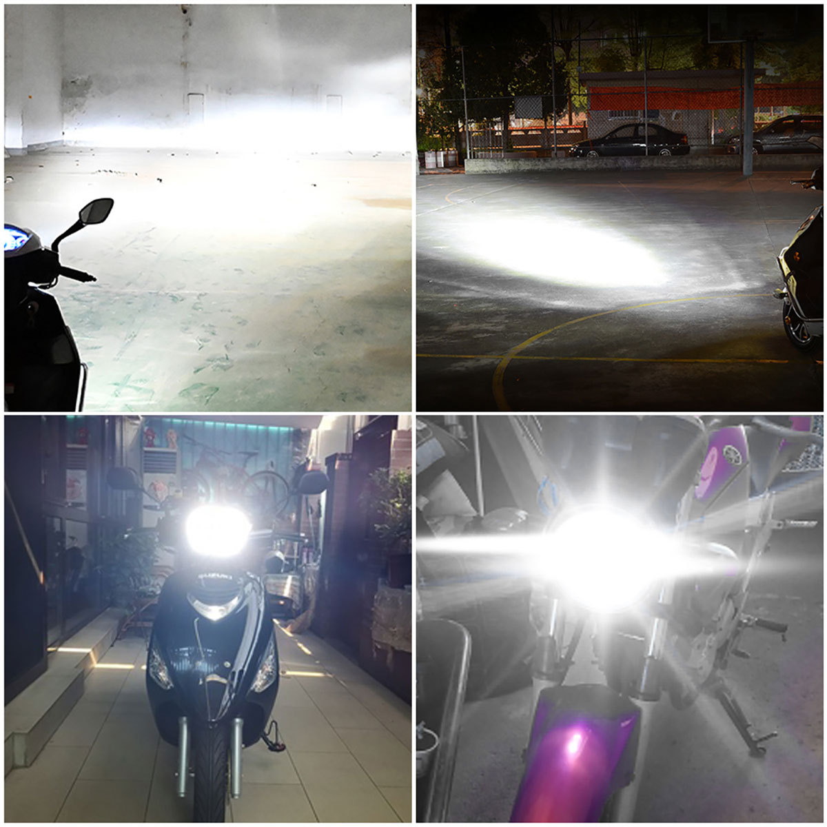 Faro LED de alta luminosidad para motocicleta, faro COB de 6 lados a prueba de agua con luz alta y baja, blanco con luz estroboscópica.