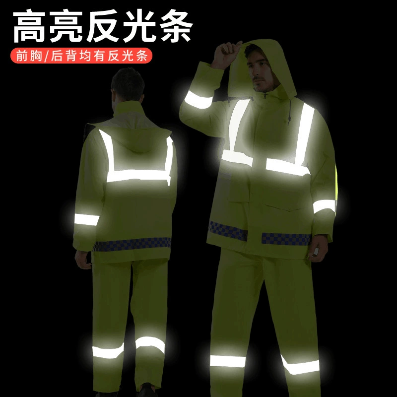Travel fluorescence retroreflective split windproof raincoat for adults, keep warm trousers, wholesale