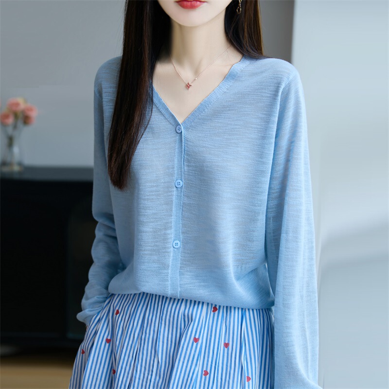 Bamboo Linen Lightweight Long-Sleeved Knitted Sun Protection Cardigan for Women 2025 Summer Simple Ice Silk Short Outwear Shawl Top Small Shirt