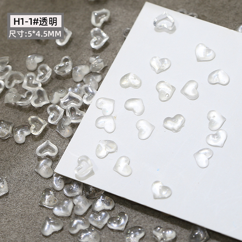 1개 [흰색-투명 하트] 4.5*5.5mm
