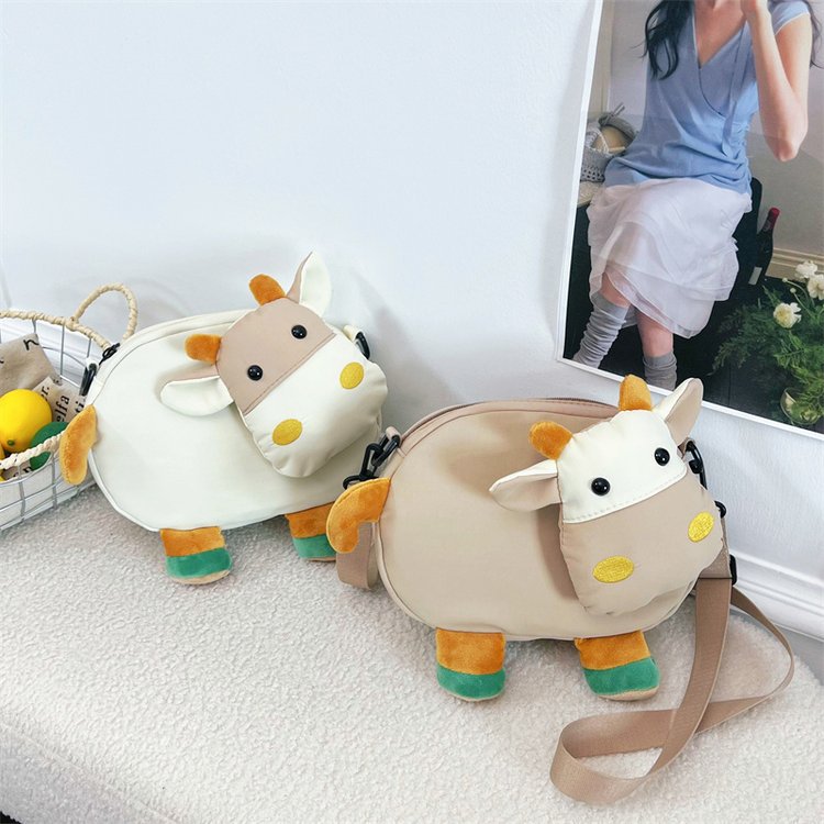 三色补丁羊羔毛小包包女 新款秋冬卡通毛毛绒包可爱少女斜挎包