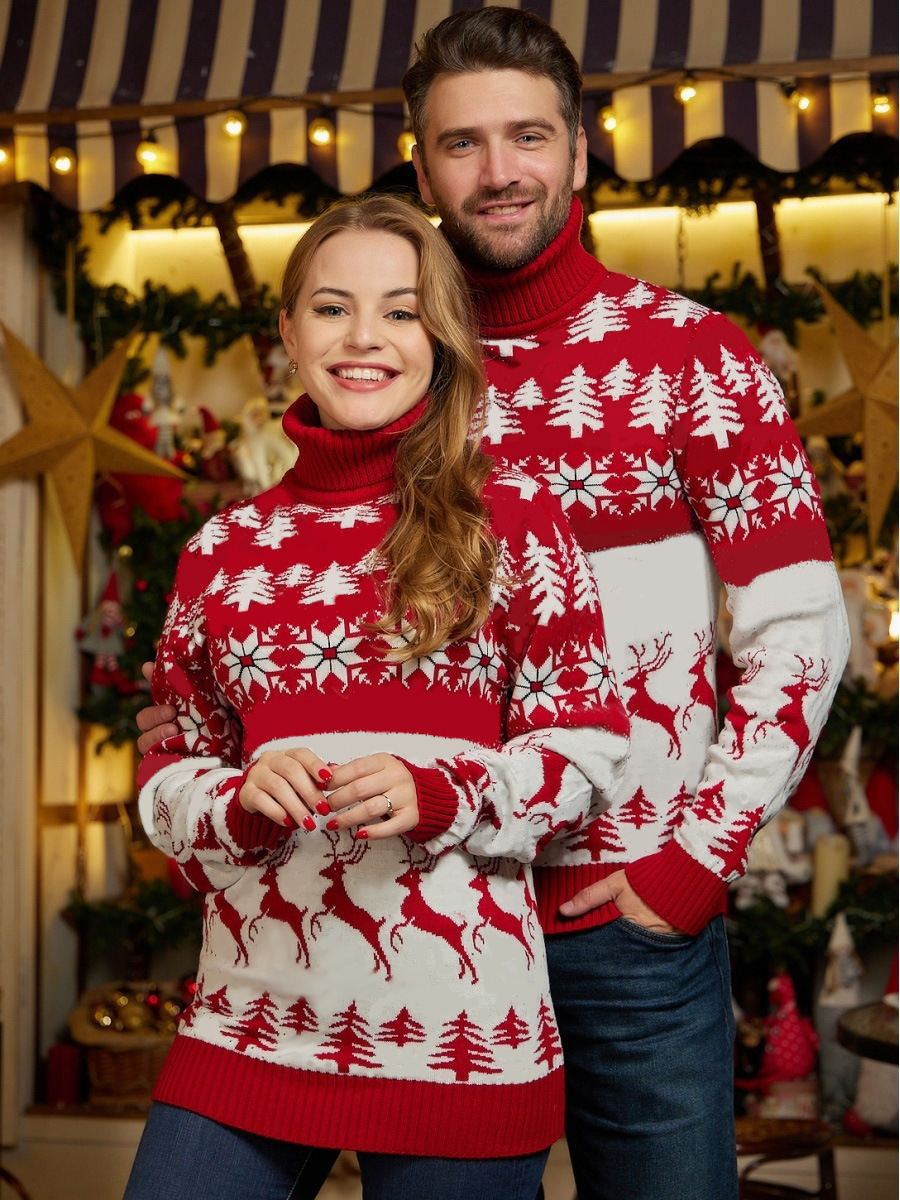 Mode Weihnachtsbaum Polyester Rollkragen Lange Ärmel Normale Ärmel Jacquard Pullover display picture 16