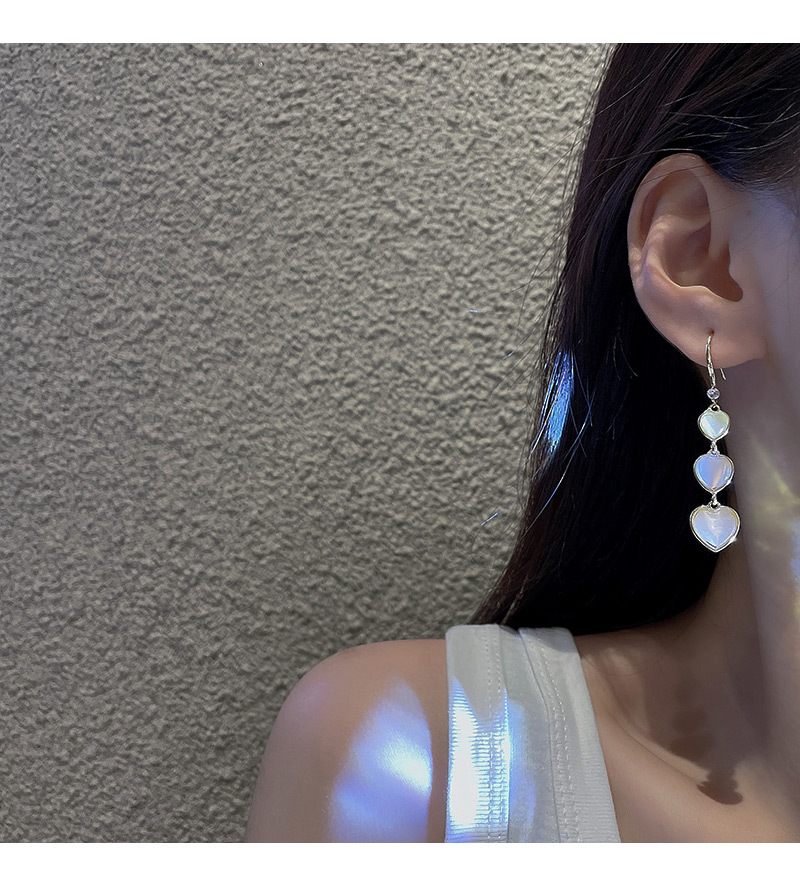 Fashion Heart Shape Copper Plating Inlay Opal Zircon Drop Earrings 1 Pair