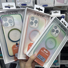 X-levelはリンゴ15promax磁気吸引携帯ケース15proグラデーションフラッシュ粉15レーザー転倒防止カバーに適している