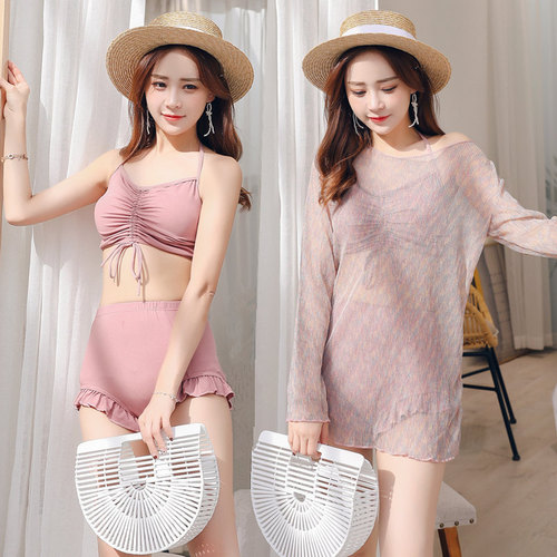  new swimsuit women's bikini three-piece split sexy super fairy style hot spring belly cover ins