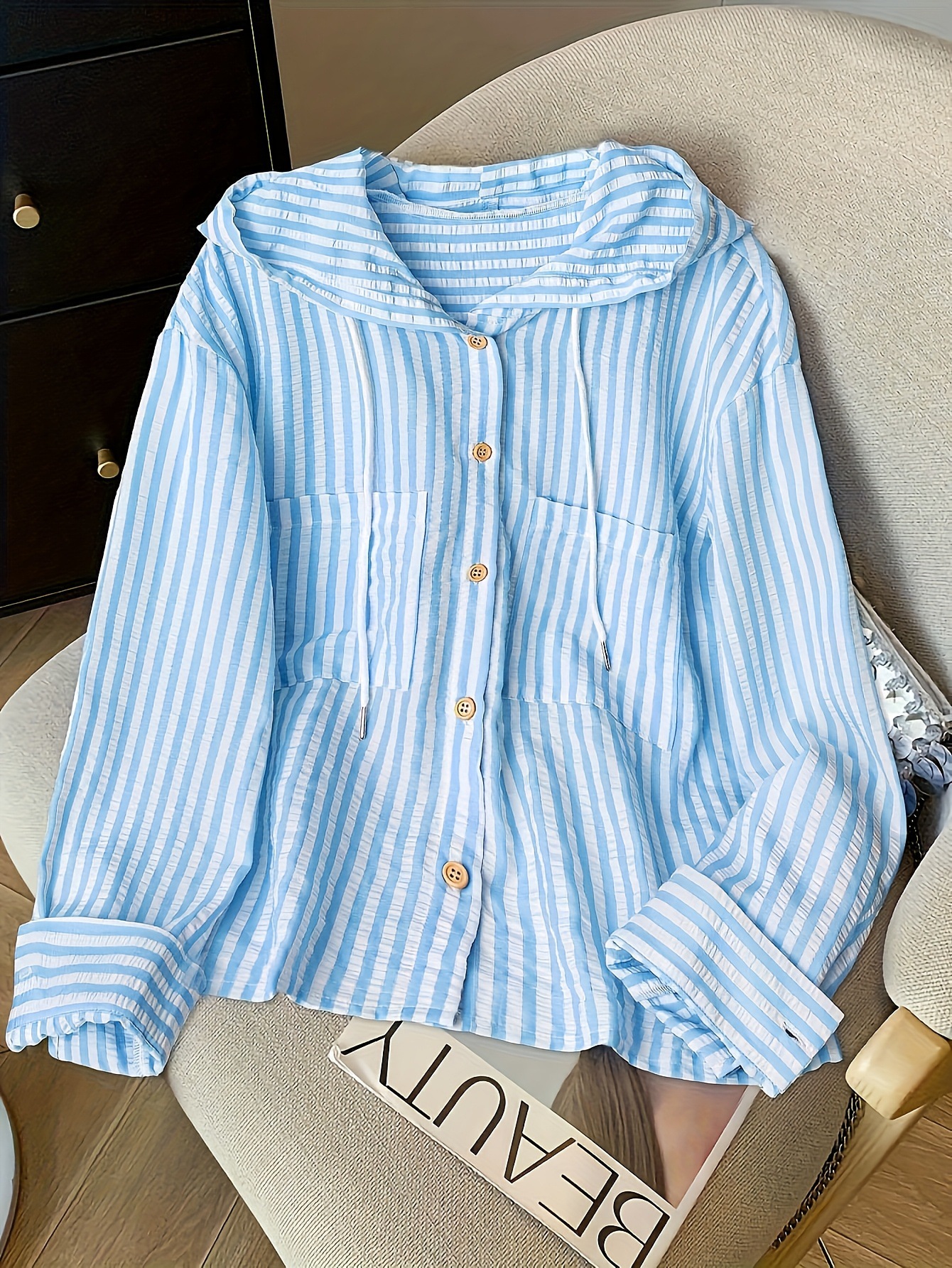 Blue white shirt for leisure