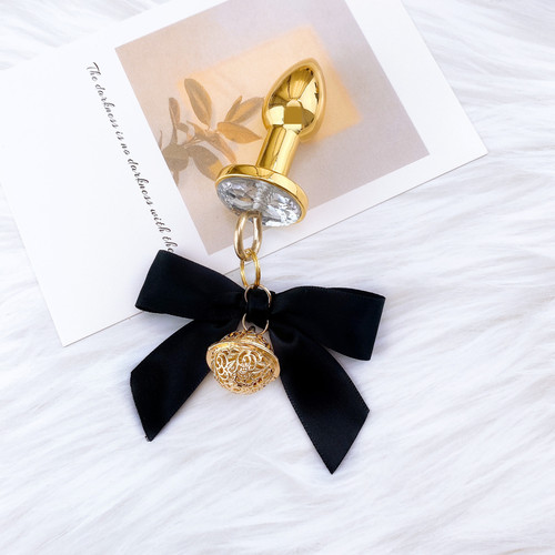 Sex toys black bow bell nipple clamp vaginal clamp one-piece metal anal plug to stimulate nipples and clitoris clamp