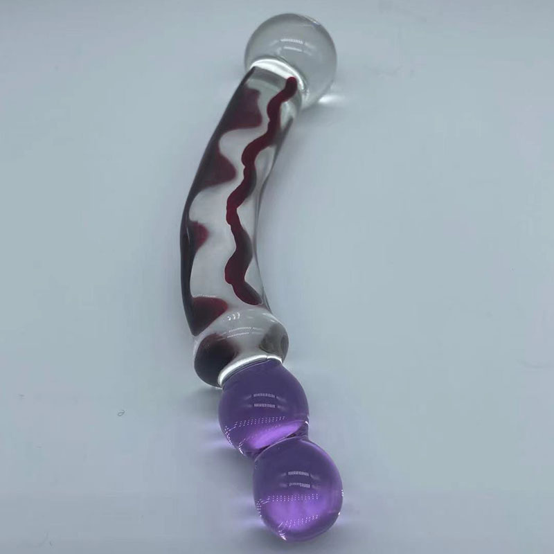 紫色三节球双头仿真阳具