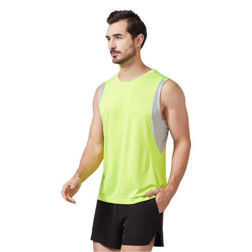 Chaleco deportivo de verano europeo y americano suelto delgado entrenamiento al aire libre costura transpirable hombres corriendo ropa de secado rápido