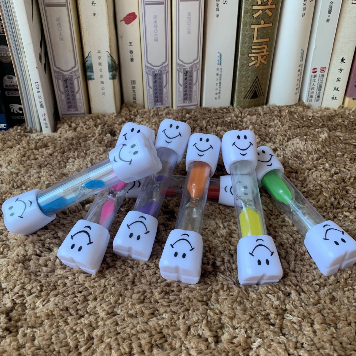 Reloj de arena con forma de diente – temporizador de cepillado, regalo dental infantil, arena plástica