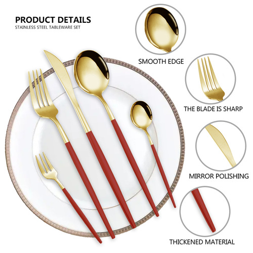 Amazon stainless steel cutlery set Portuguese steak knife, fork and spoon 5-component 30-piece set color box packaging