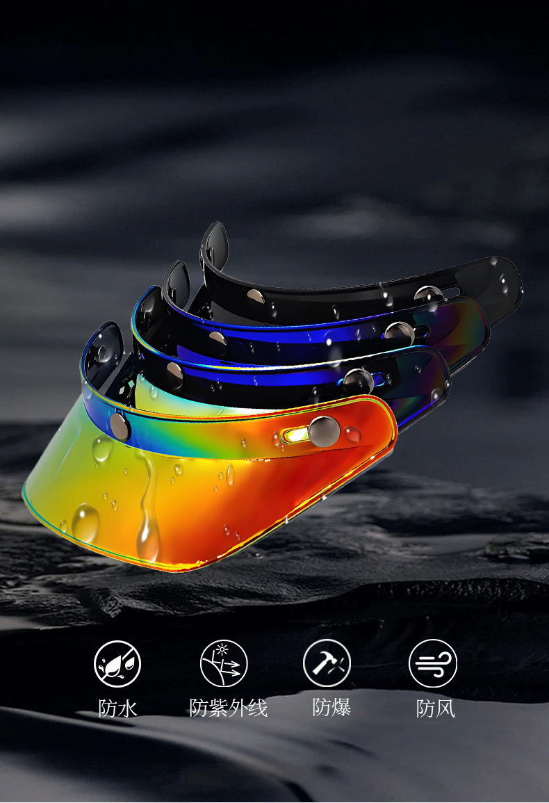 Retro Helmet-Specific Visor for Motorcycles, Three-Buckle Style, Universal Sunshade Accessory for 3/4 Helmets