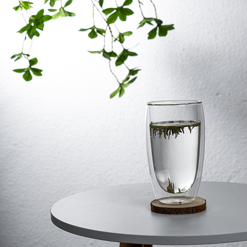Wholesale double-layer glass cups, high-temperature resistant household glass water cups, thickened heat-resistant coffee cups, milk cups, juice cups