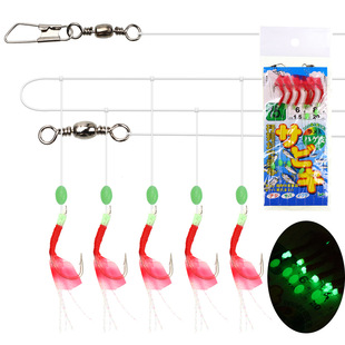 Hooked bionic red rubber shrimp skin luminous hook hook anti-winding hook cocked white fishing gear hook wholesale
