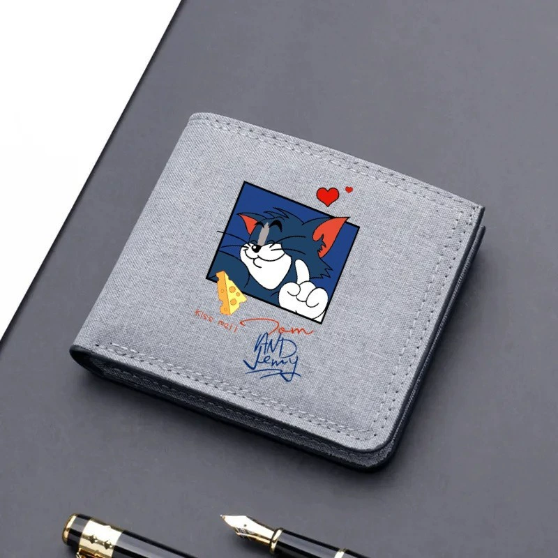 Короткое denim кошелек с молнией в виде мультфильма