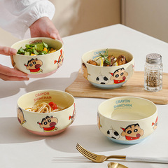蜡笔小新运动饭碗陶瓷饭碗家用碗具盘子餐盘泡面碗可爱餐具宝宝碗