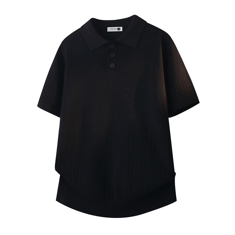 Camiseta de polo de manga corta camiseta de hombre texturas de solapa de negocios fábrica de hielo de verano al por mayor polo de lujo ligero de alto nivel