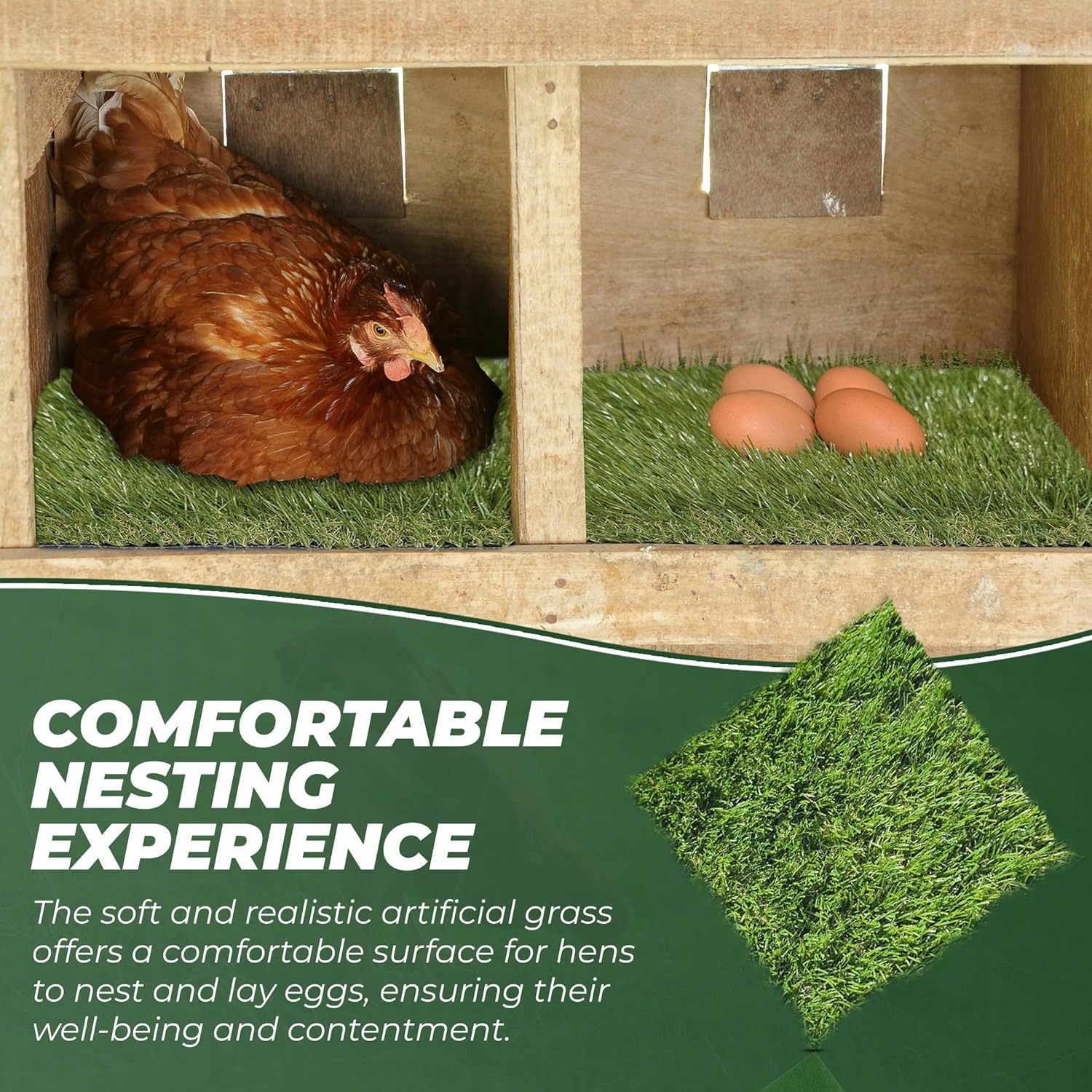 Césped artificial transfronterizo tamaño de corte fijo nido de pollo, huevo, cojín de mascotas, verde para venta caliente de empalme