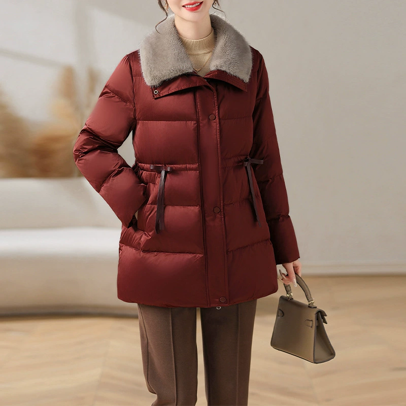 Иностранная мама пуховик новый средний и пожилой женский костюм благородная леди жемчужная атласная зимняя куртка