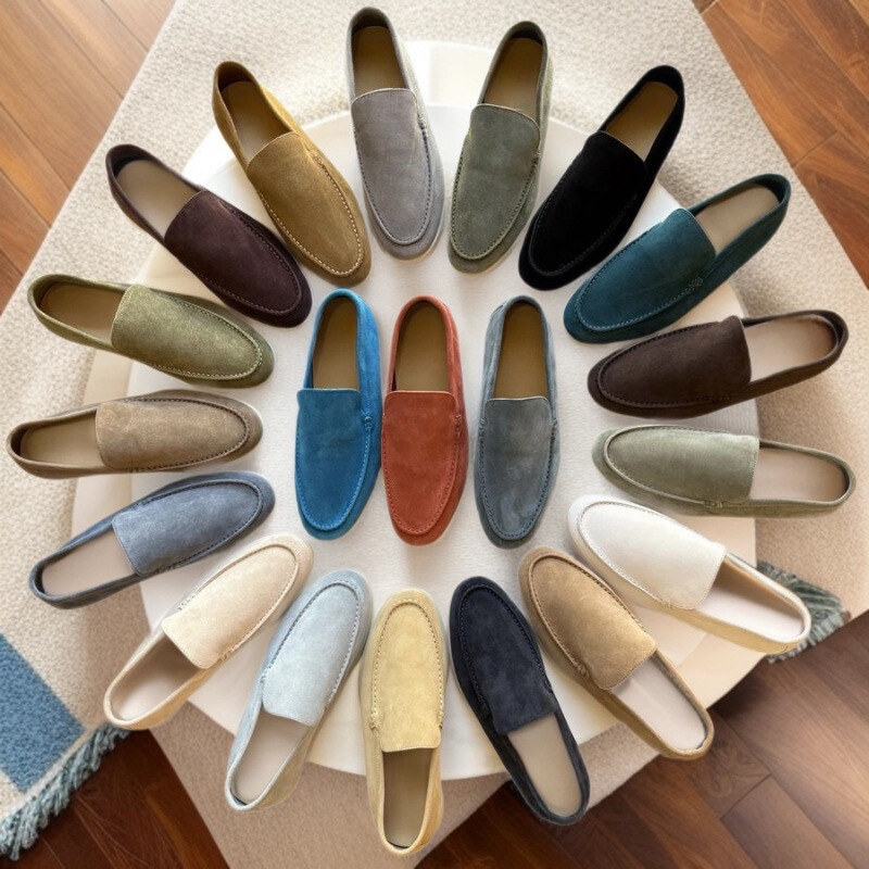 Purchasing Agent Level! Guangdong Export Men's Shoes L P Genuine Leather Round Toe Classic Flats Casual Lazy Shoes Loafers