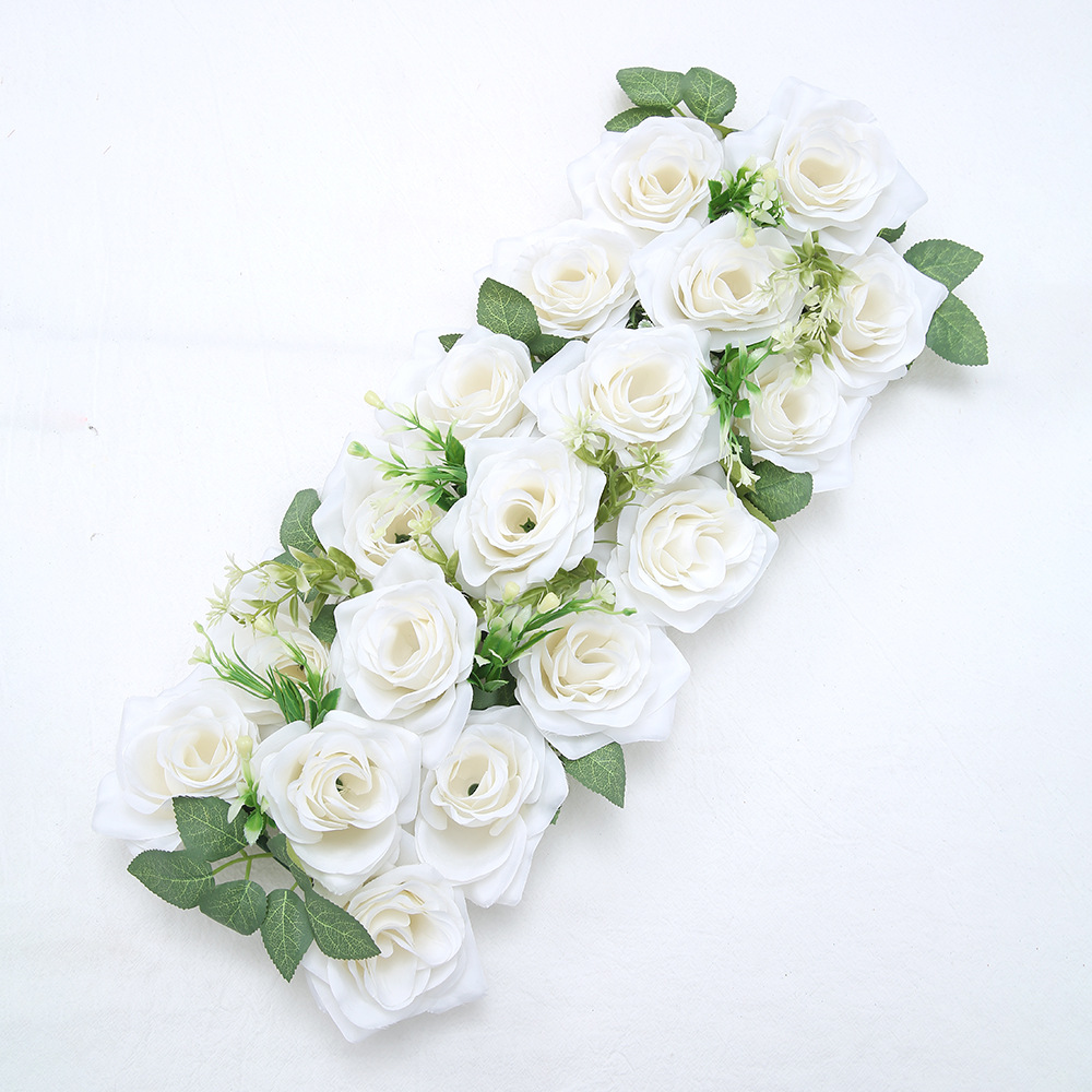 Flor de boda flor de simulación de boda tira larga aterrizaje T-Plane Road flor de guía de arco transfronterizo escena decoración flor de fila