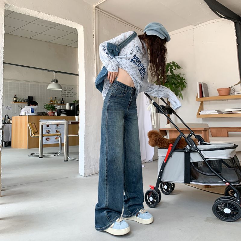 high quality Jeans Women's fleece-lined High Waist Narrow Cropped Straight Pants Small Low Hip Jeans