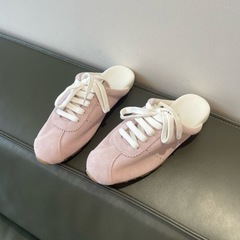 [ハイエンドプライベートバージョン] ニッチスタイルレトロレースアップハーフスリッパ、女性用道徳訓練スリッパ、多用途包頭ミュールスリッパ