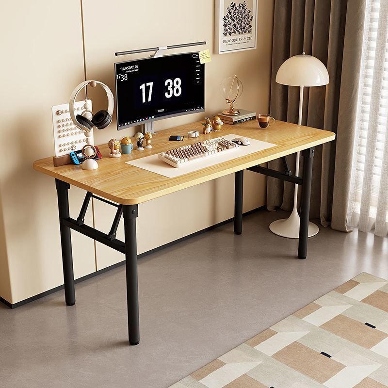 노란색 나뭇결 색상 단일 레이어 둥근 다리 검정색 프레임 두꺼운 버전