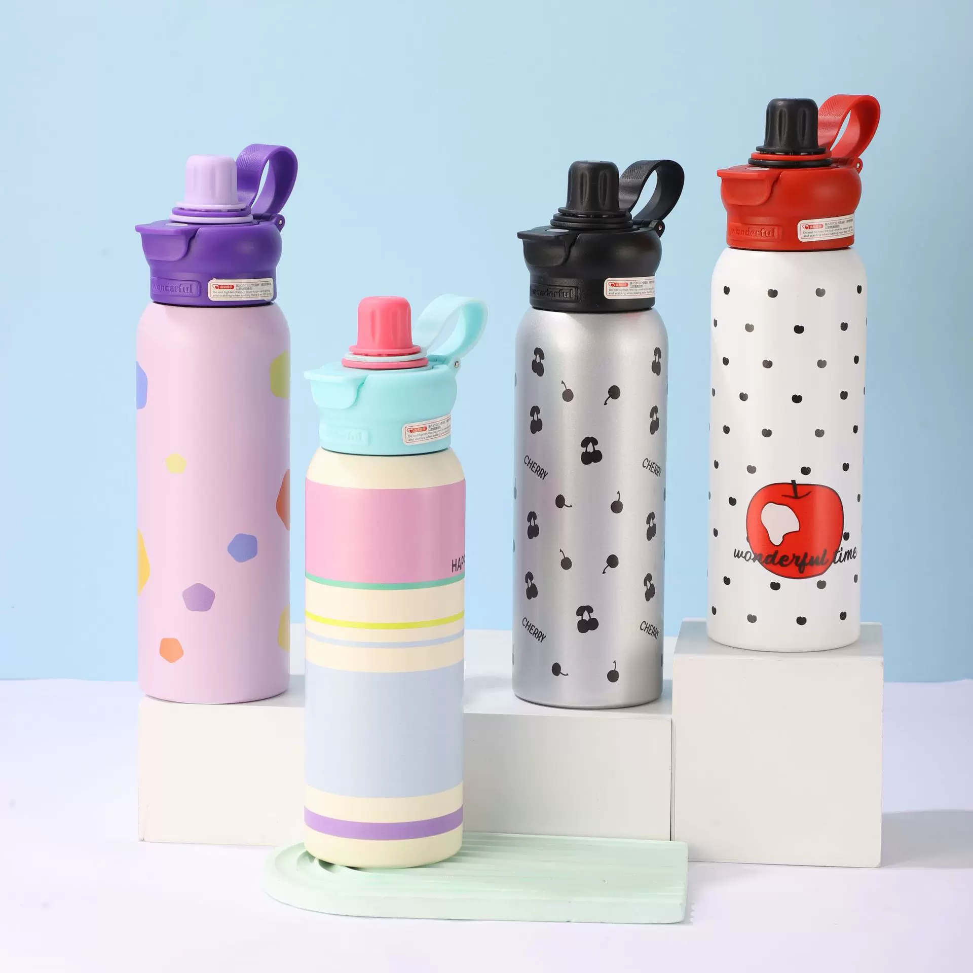 玛丽苏保温杯316不锈钢女神杯高颜值双饮吸管杯运动水壶户外便携