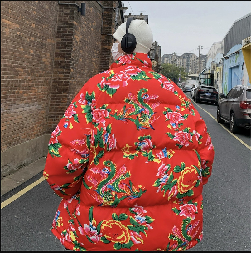 Estilo chino noreste más tamaño chaqueta acolchada de algodón nacional moda pareja suelta abrigo collar casual Moda hombres y mujeres de una sola pieza entrega