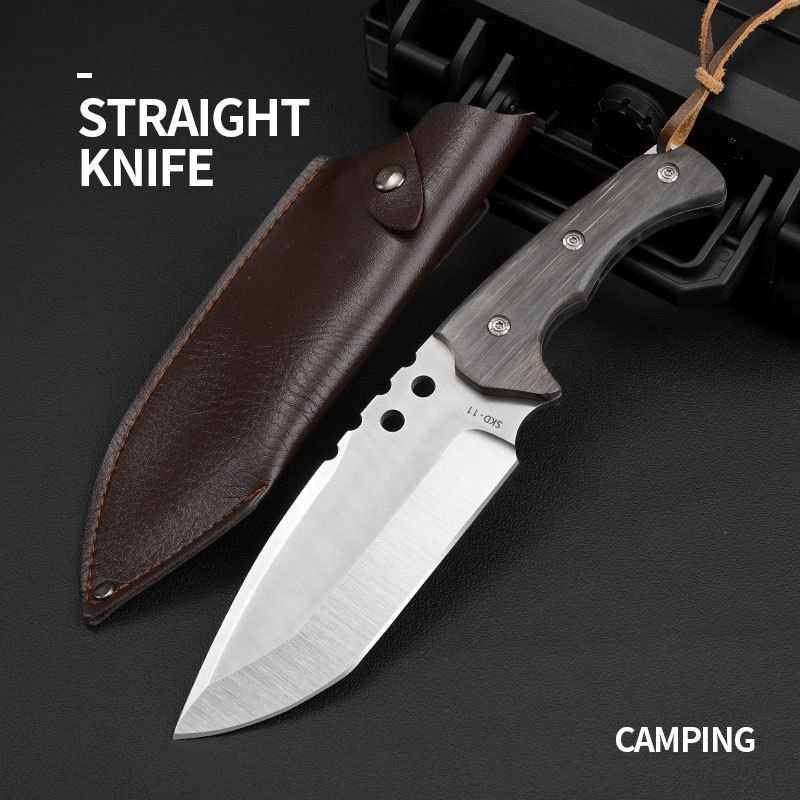 直刀户外刀便携随身小刀求生刀军刀野外战术高硬度求生刀具