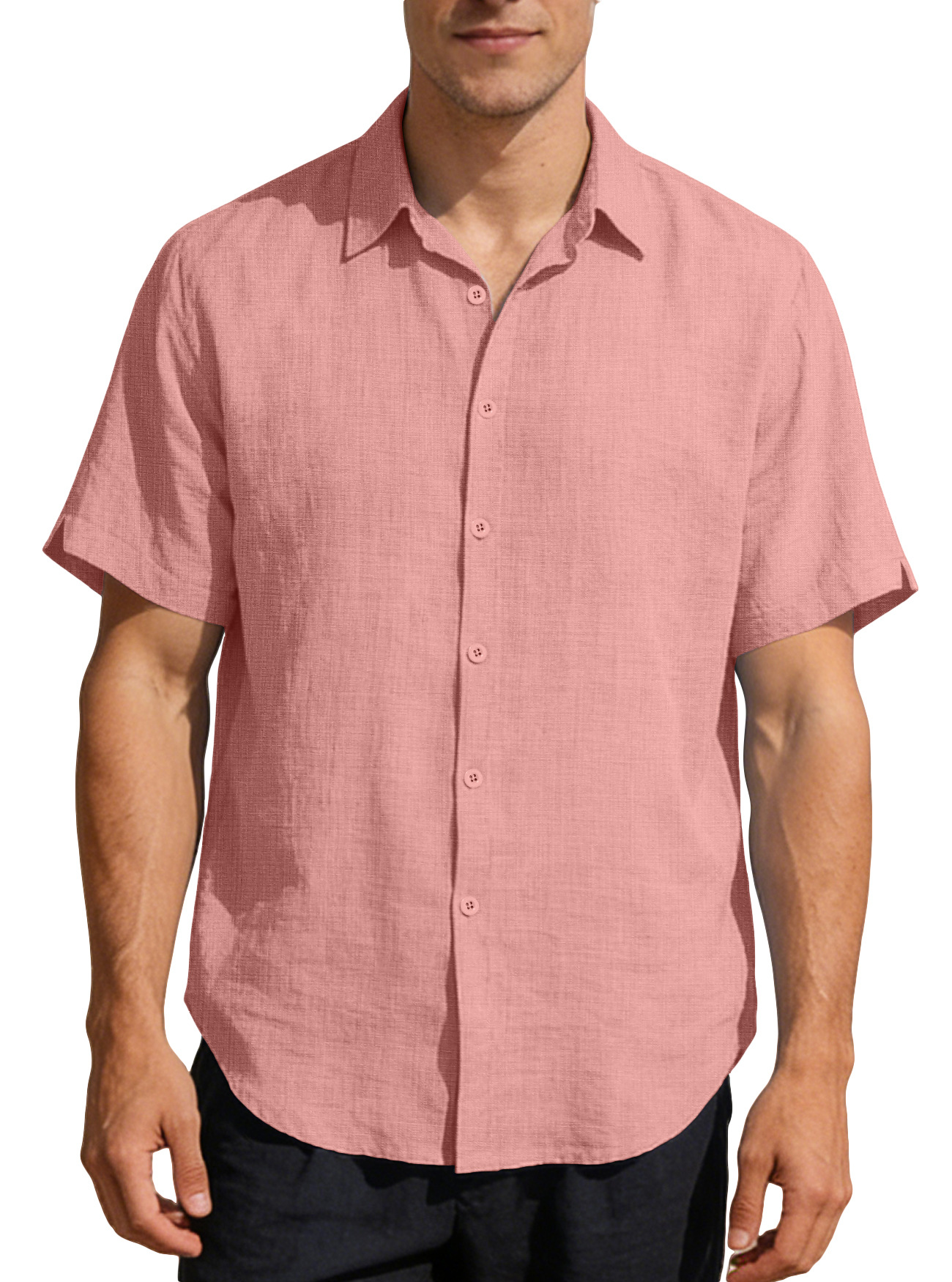 Nuevas camisas transfronterizas europeas y americanas Amazon para hombres de verano nuevas camisas de solapa de color sólido de moda casual camiseta de manga corta para hombres