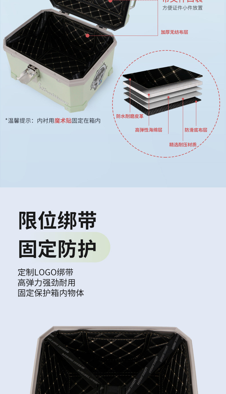 Wanlihao electric vehicle rear trunk, Niu Ms modification accessories, decorative non-aluminum alloy motorcycle large-capacity trunk