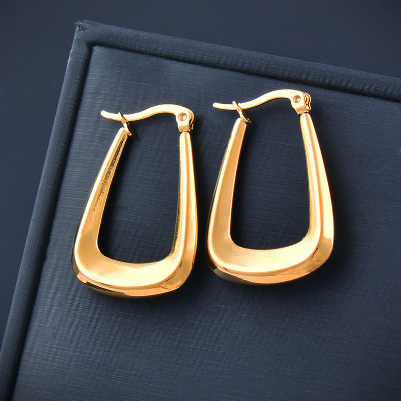 Fashion Devilu0027S Eye Heart Shape Stainless Steel Inlaid Gold Drop Earrings 1 Pair