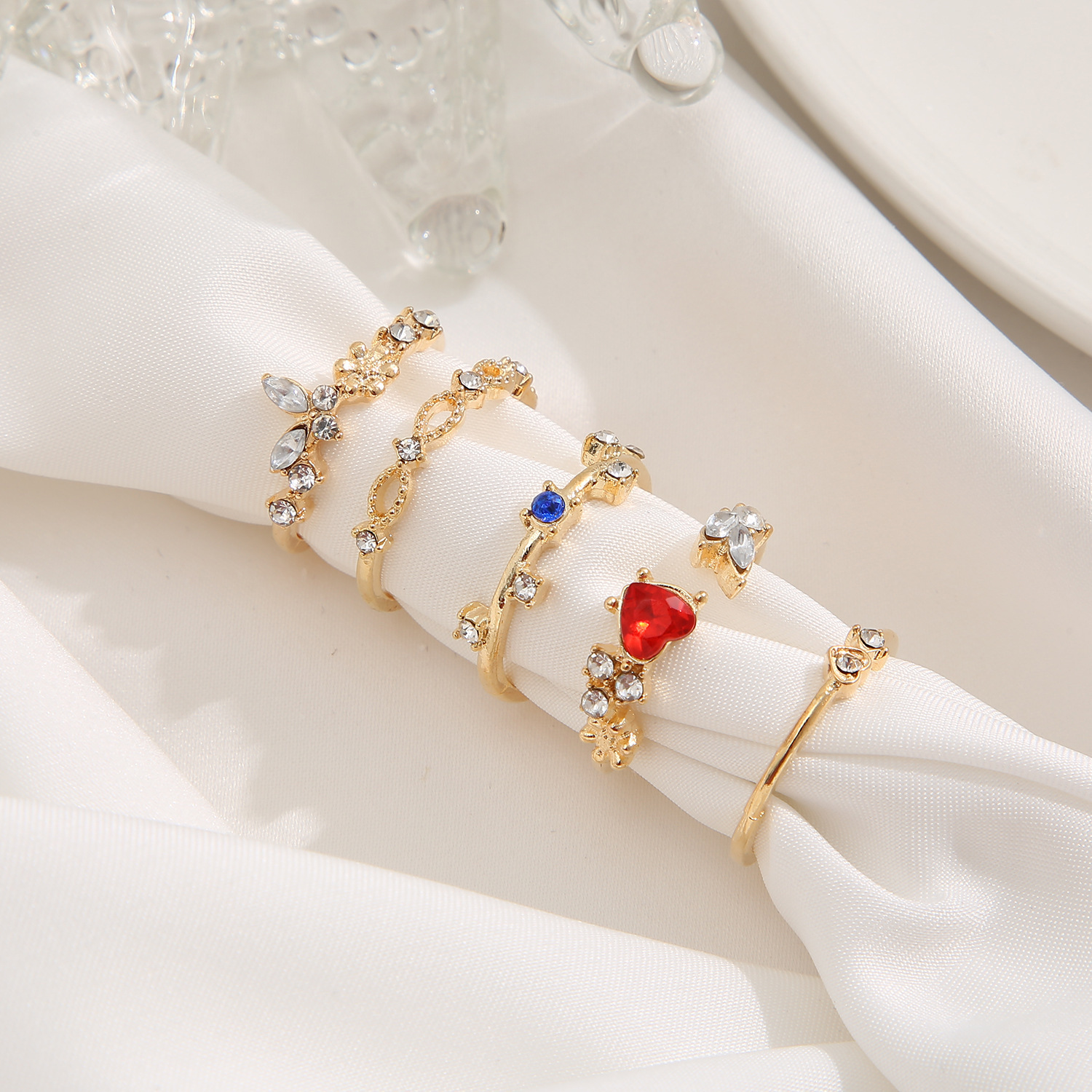 Fashion Geometric Alloy Plating Rhinestone Rings