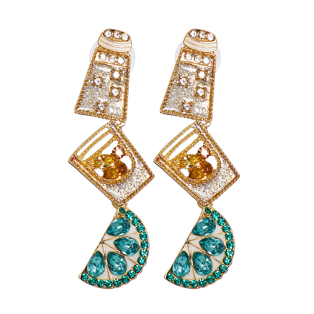 Fashion Geometric Diamond Metal Artificial Gemstones Earrings display picture 9