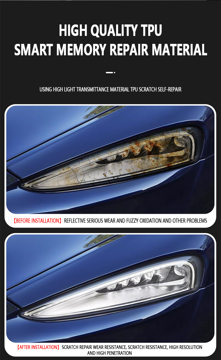 Foreign Trade Automotive Tpu Light Film Self-Healing Protection Anti-Scratch Car Headlight Color-Changing Film Tail Light Film Translucent Blackening