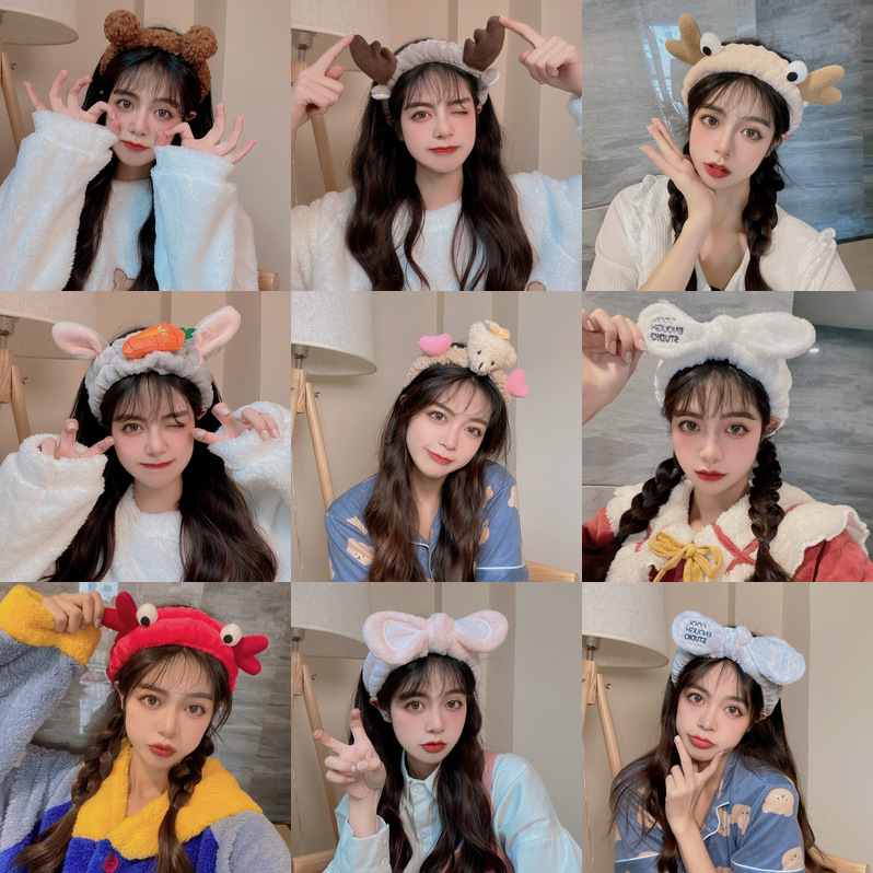 Lavarse la cara cinturón de cabello lindos de peluche para la mujer lavado y máscara especial de agujeros de cabello cinturón de cabello brazalete